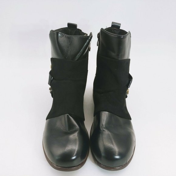 Womans Ankle Bootie Black Faux Leather SideZip - Picture 4 of 9